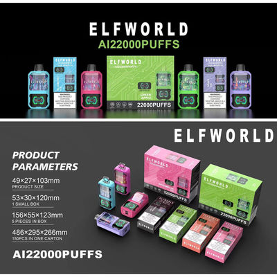 Fruit Taste Elfworld Vape 22000 Puffs 5% Nocitine 20ml Eliquid Dual Mesh Coil Vape