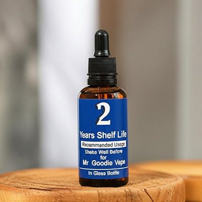 2 Years Shelf Life and Recommended Usage Shake Well Before for Mr Goodie Vape in Glass Bottle