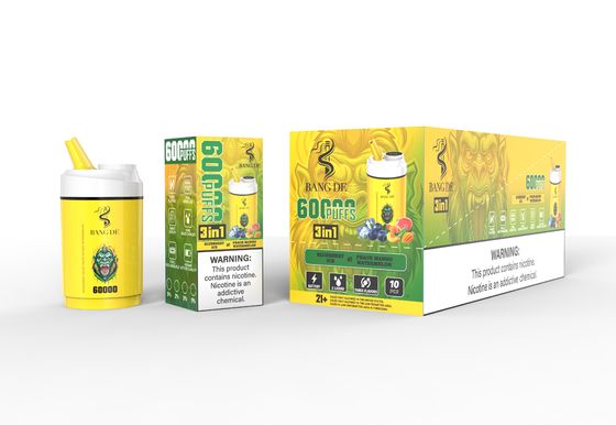 Bang DE Fruit Flavor Vape 60000 Puffs 3 In 1 Refilled Eliquid Nicotine Design