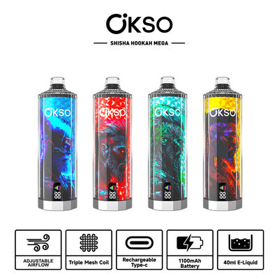 OKSO Shisha Hookah Mega 50000puffs Triple Mesh Coil 40ml Refilled Customized