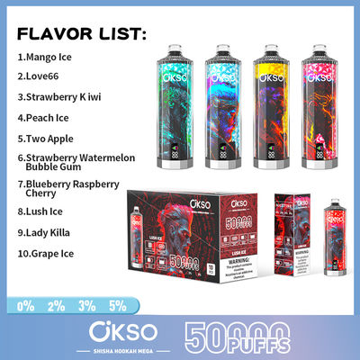 OKSO Shisha Hookah Mega 50000puffs Triple Mesh Coil 40ml Refilled Customized