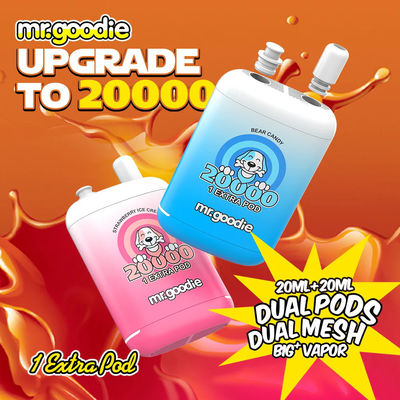 Dual Coil Mr Goodie 20000puffs Fruit Flavor Taste 5% Nicotine Type C Fast Charging