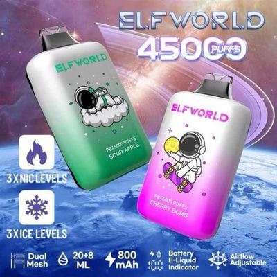 PB 45000puffs Elfworld Bar Adjustable Ice Strength E Cigarette Pod Device 5% Nocitine Salt