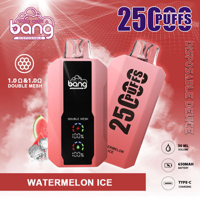 Big Screen Bang Box Vape 25000puffs 25k Disposable Dual Coil Pods 25ml 12 Flavors Nicotine Salt 2%